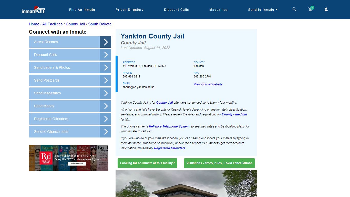 Yankton County Jail - Inmate Locator - Yankton, SD