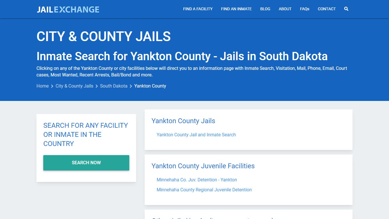 Inmate Search for Yankton County | Jails in South Dakota - Jail Exchange